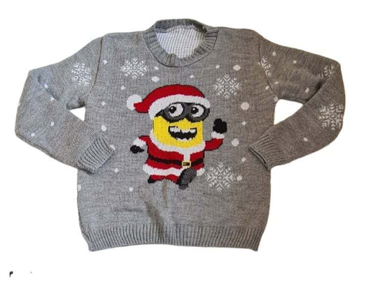 MINIONS Grey Christmas Jumper Boys 11-12 Years and Girls 11-12 Years