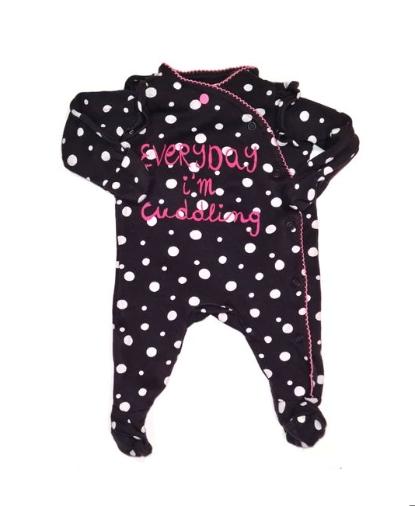 F&F Black Polka Dot Sleepsuit Girls First Size