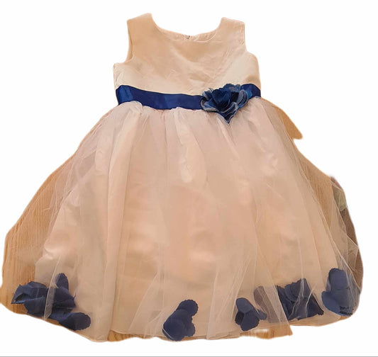White and Blue Occasion Dress Girls 9-10 Years