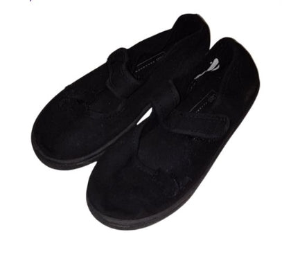 Velcro Black Plimsols ShoeS Size C11 Girls 4-5 Years