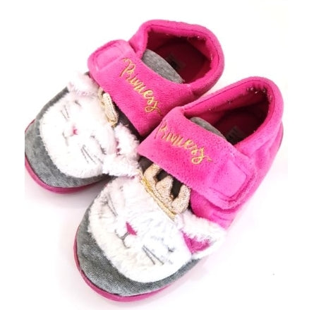TU Cat Princess Velcro Slippers Shoes Size C10-11 Girls 3-4 Years and Girls 4-5 Years