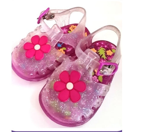 PINK Flower Jelly Shoes, Size 2, Girls 6-9 Months