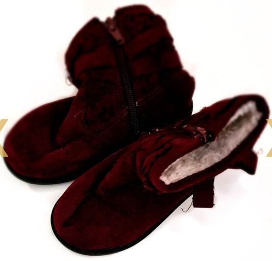 NUTMEG Burgundy Zip up Ankle Boots, Size C9, Girls 3-4 Years