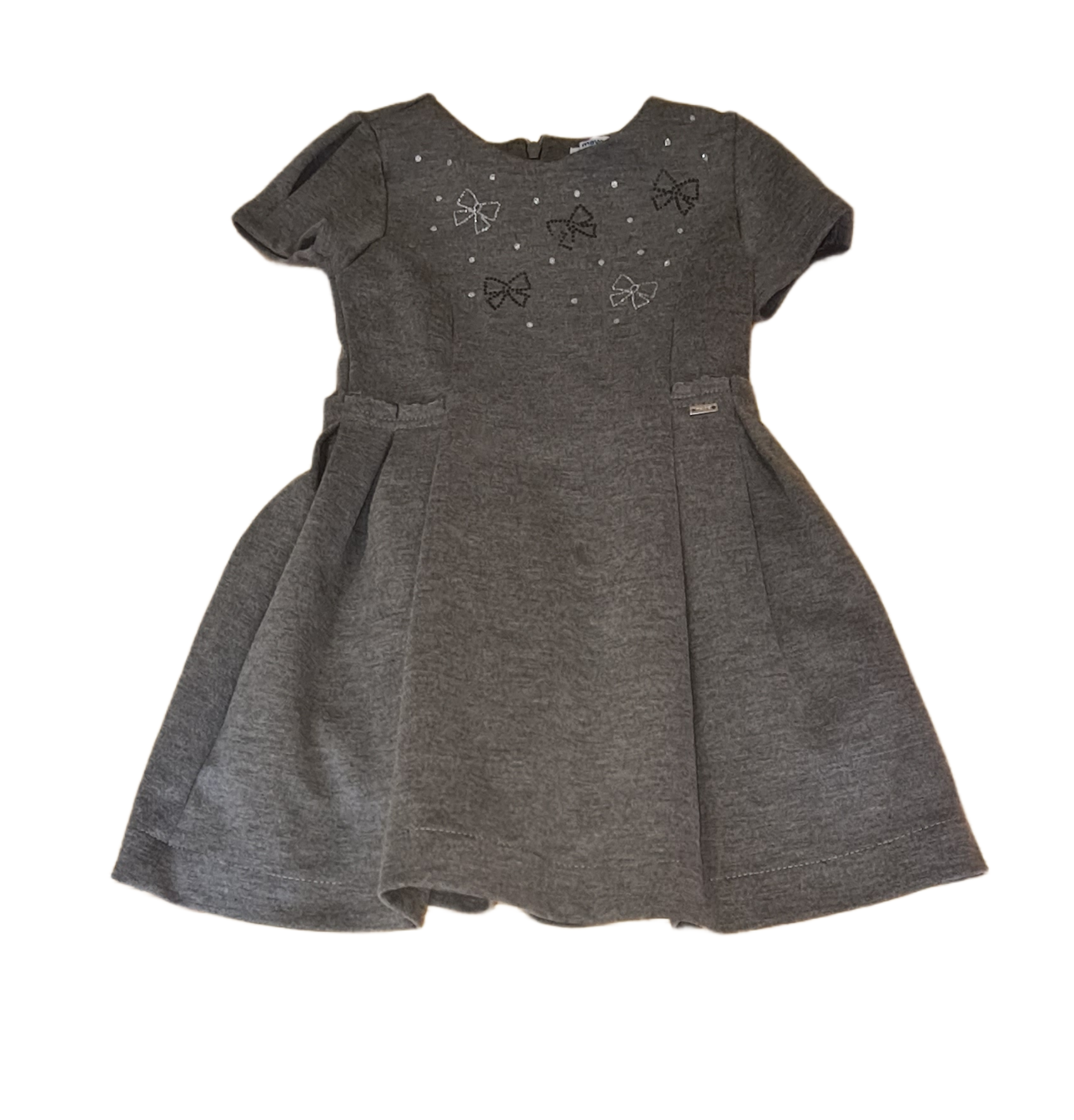 MAYORAL Grey Dress with Bows Girls 2 3 Years Moon and Stars Kids Boutique