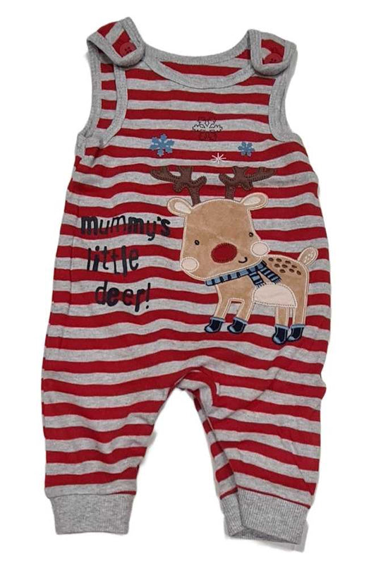 GEORGE Reindeer Dungarees Unisex 0-3 Months