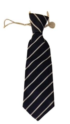 Over The Head Navy Blue Striped School Tie Boys 9-10 Years and Girls 9-10 Years