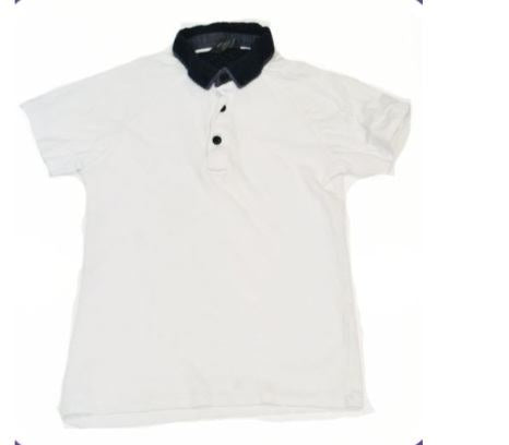 PRIMARK White Shirt with Navy Blue Collar Boys 9-10 Years