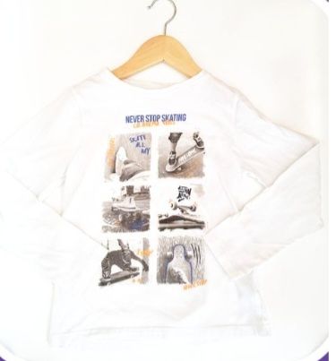 PRIMARK White Skating Top Boys 7-8 Years