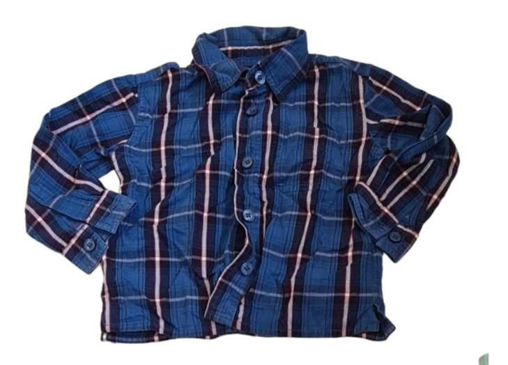 MOTHERCARE Blue Checked Shirt Boys 12-18 Months