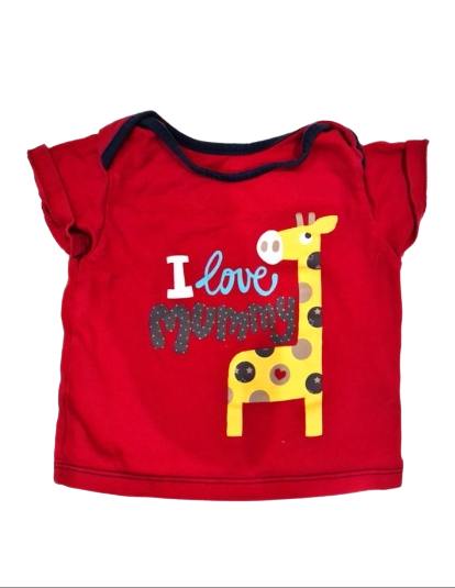 M&S Giraffe Red T-Shirt Boys 3-6 Months