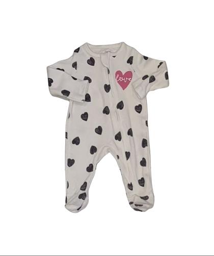 F&F Heart Zipped Sleepsuit Girls Newborn