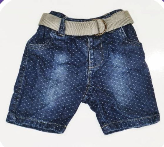 F&F Denim Shorts and Belt Boys 12-18 Months