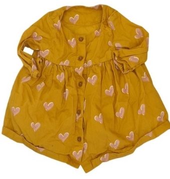 M&S Mustard Heart Dress Girls 0-3 Months