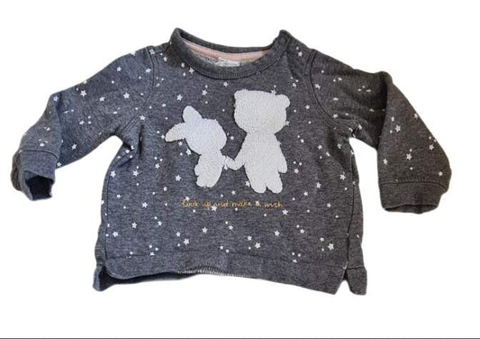 H&M Grey Starry Jumper Girls 3-6 Months