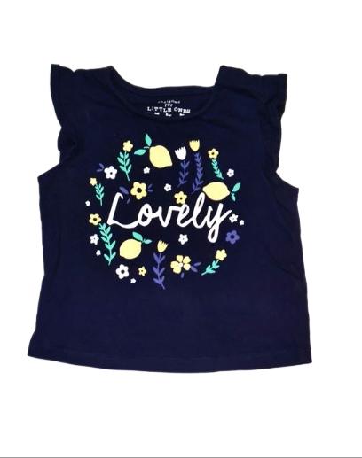 F&F 'Lovely' Navy Top Girls 6-9 Months