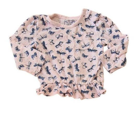 PRIMARK Pink Butterfly Top Girls 6-9 Months