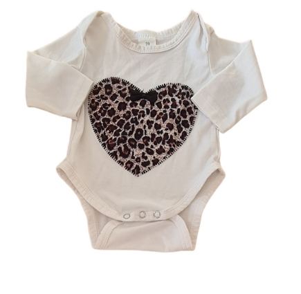 Heart Leopard Print Bodysuit Girls 6-12 Months