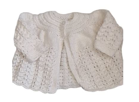 HAND KNITTED White Cardigan Girls 6-9 Months