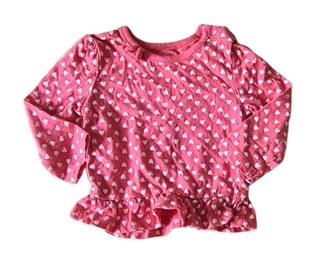 PRIMARK Pink Heart Top Girls 6-9 Months