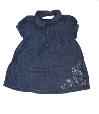 LITTLE WHITE COMPANY Denim Dress Girls 0-3 Months