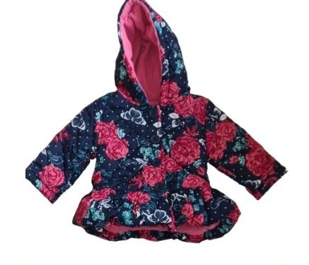 NUTMEG Navy Blue Floral Coat Girls 3-6 Months