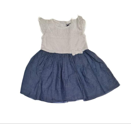 PRIMARK White and Denim Dress Girls 9-12 Months