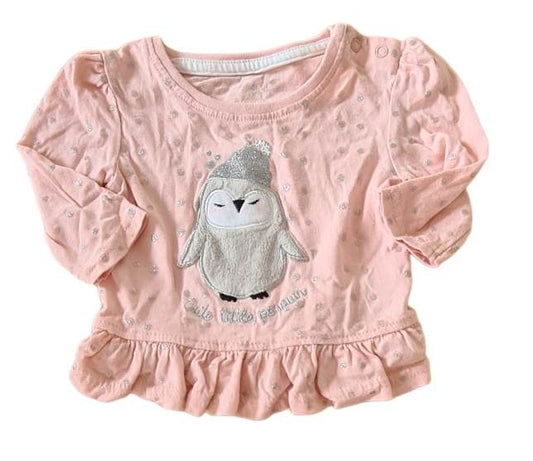 PRIMARK Pink Penguin Top Girls 0-3 Months