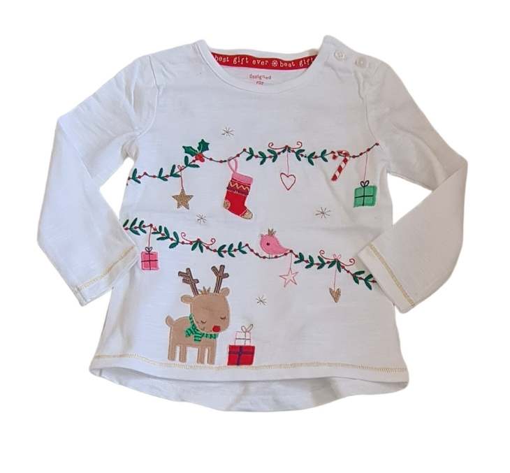 F&F Rudolf Christmas Top Girls 9-12 Months