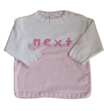 NEXT Pink and White Jumper Girls 6-9 Months