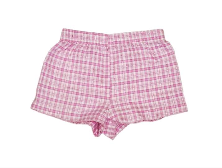 Pink and White Checked Shorts Girls 6-9 Months