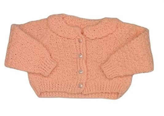 HAND KNITTED Peach Cardigan Girls 0-3 Months