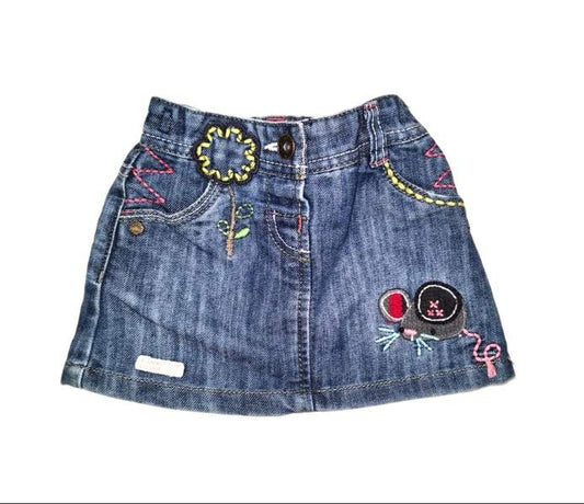 NEXT Mouse Denim Skirt Girls 6-9 Months