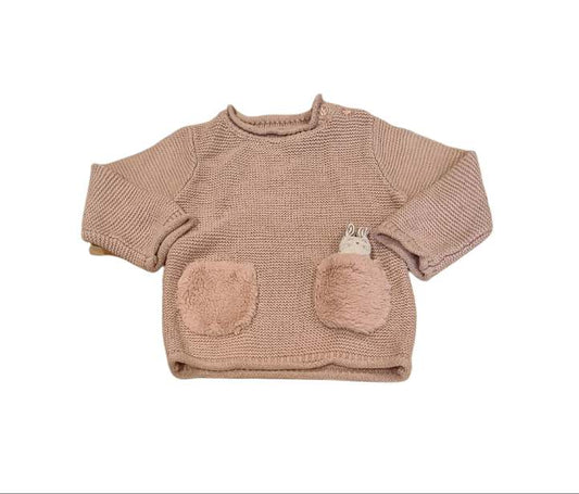 GEORGE Pink Bunny Jumper Girls 9-12 Months