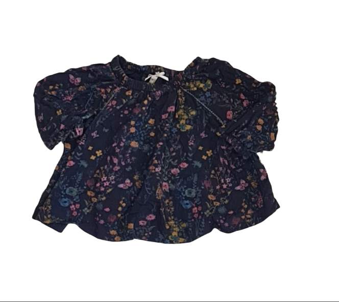 NEXT Navy Blue Floral Top Girls 6-9 Months