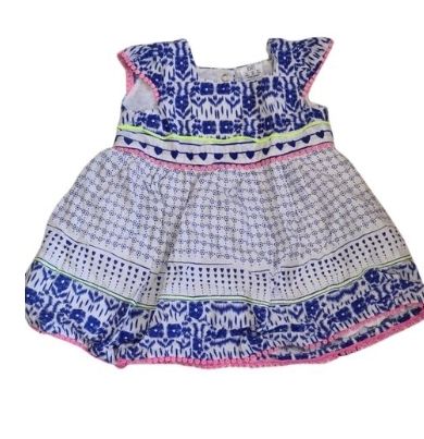 F&F Blue Pattern Dress Girls 3-6 Months