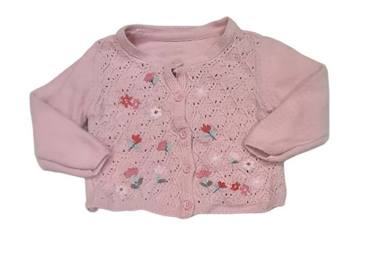 NUTMEG Pink Floral Cardigan Girls 9-12 Months