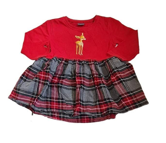 NEXT Deer Tartan Dress Girls 12-18 Months