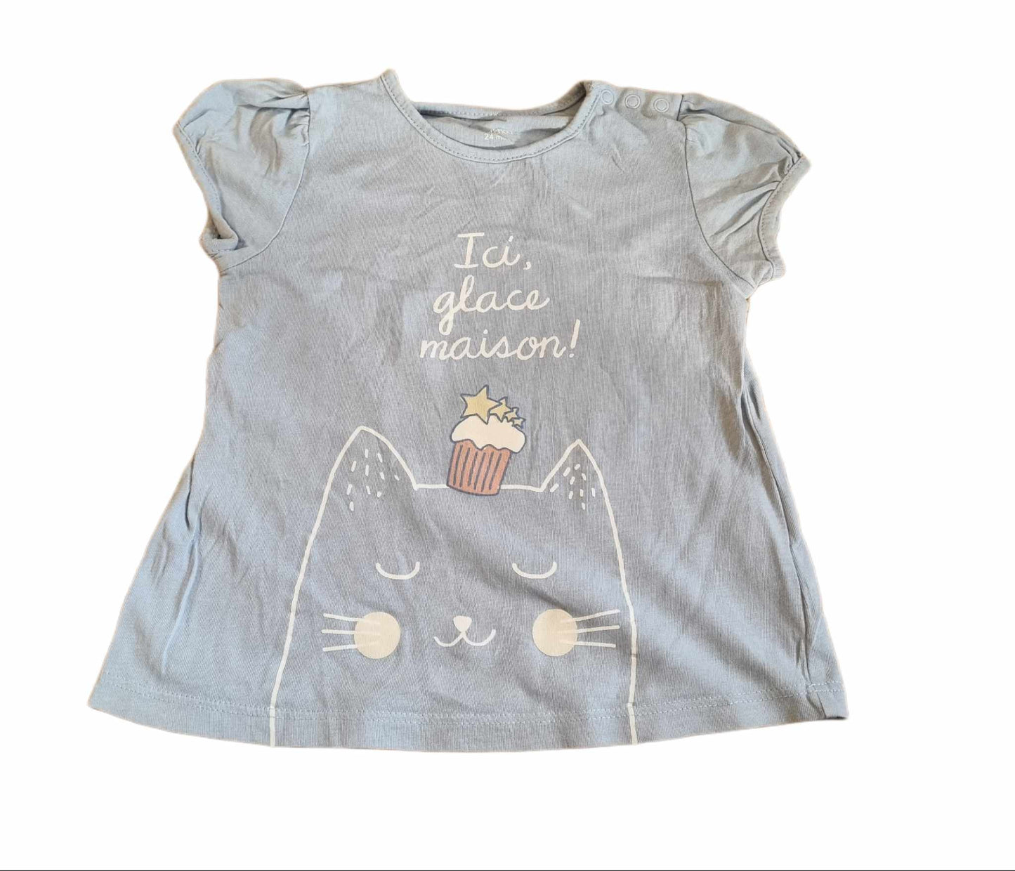 Bluey Grey Cat Tee Girls 18-24 Months