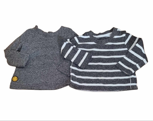 Two Grey Tops Boys 6-9 Months