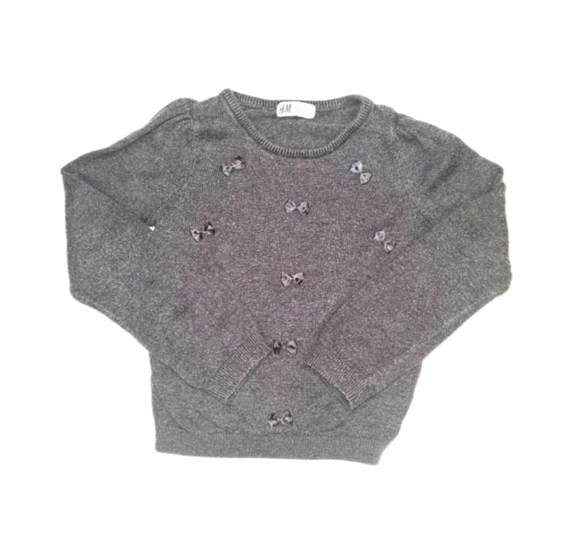 H&M Grey Bow Jumper Girls 6-7 Years