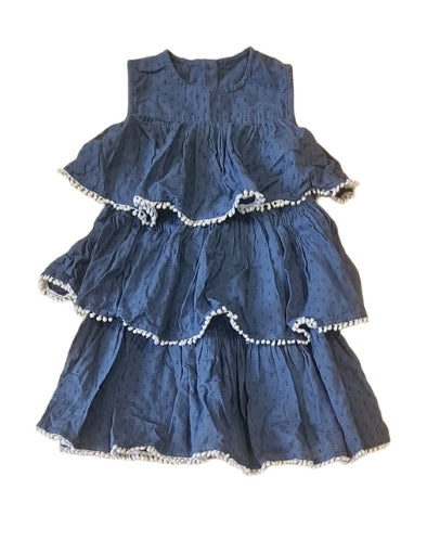 M&S Blue Tiered Dress Girls 18-24 Months