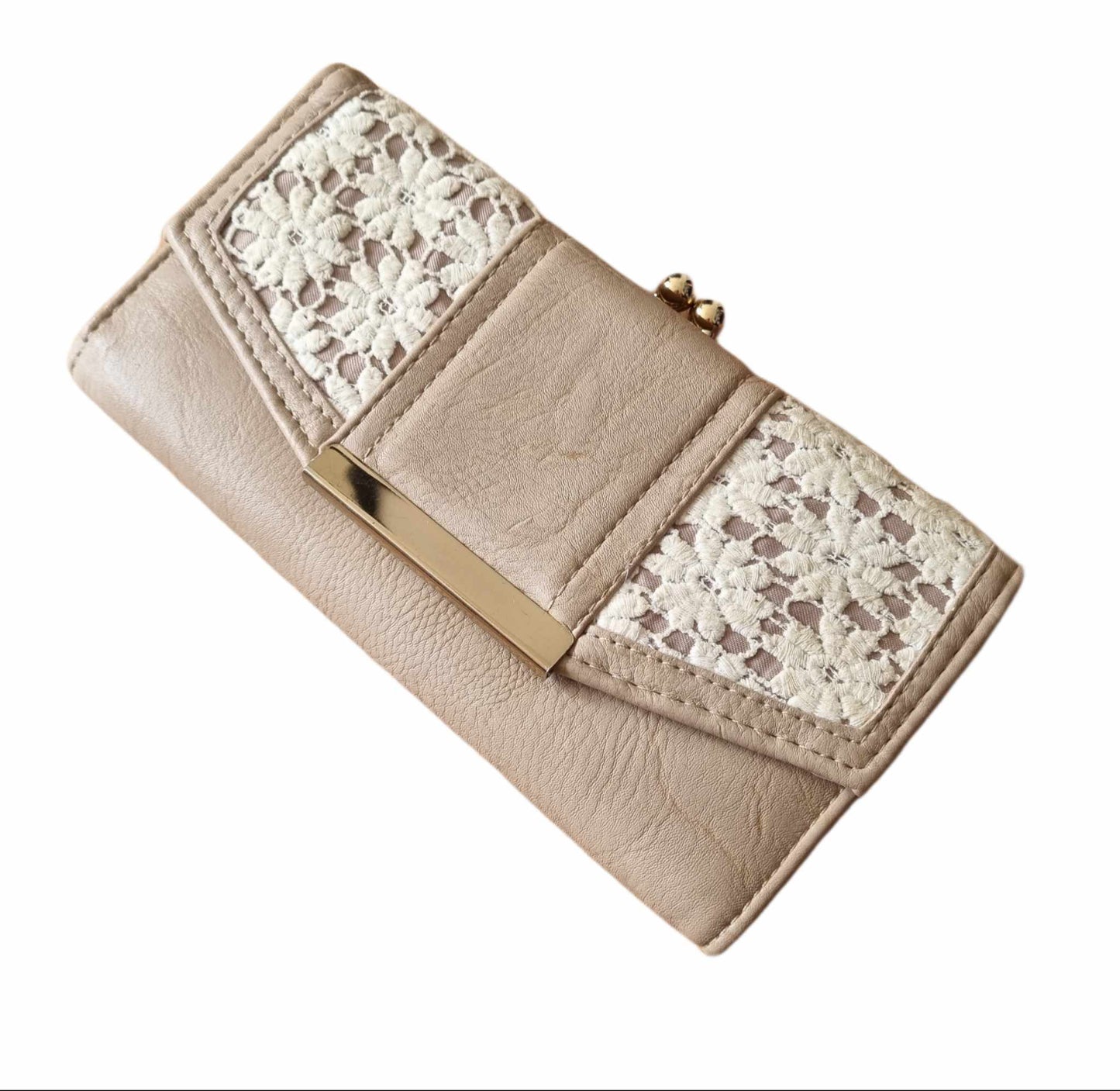 Beige and White Women's Purse