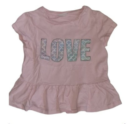 F&F 'LOVE' Pink Top Girls 2-3 Years