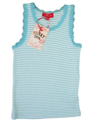 FUNKY DIVA Brand New Blue Striped Vest Girls 2-3 Years