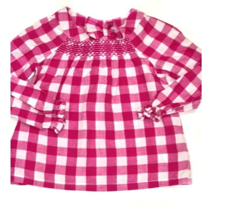 MOTHERCARE Pink and White Checked Top Girls 2-3 Years