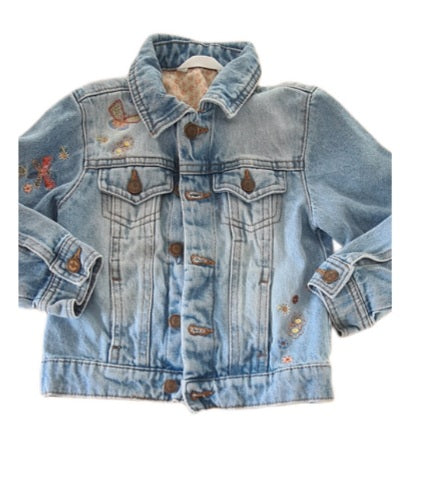 M&S Butterflies Denim Jacket Girls 2-3 Years