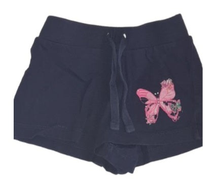 PRIMARK Navy Blue Shorts with Pink Butterfly Girls 2-3 Years