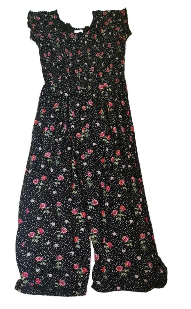 NEXT Black Floral Jumpsuit Girls 9-10 Years