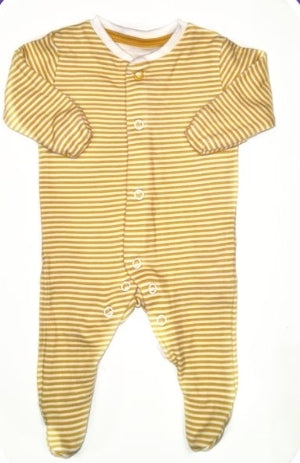 PRIMARK Yellow and White Striped Unisex Sleepsuit Newborn