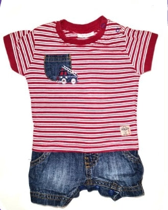 NEXT Fire Engine Denim Romper Boys First Size